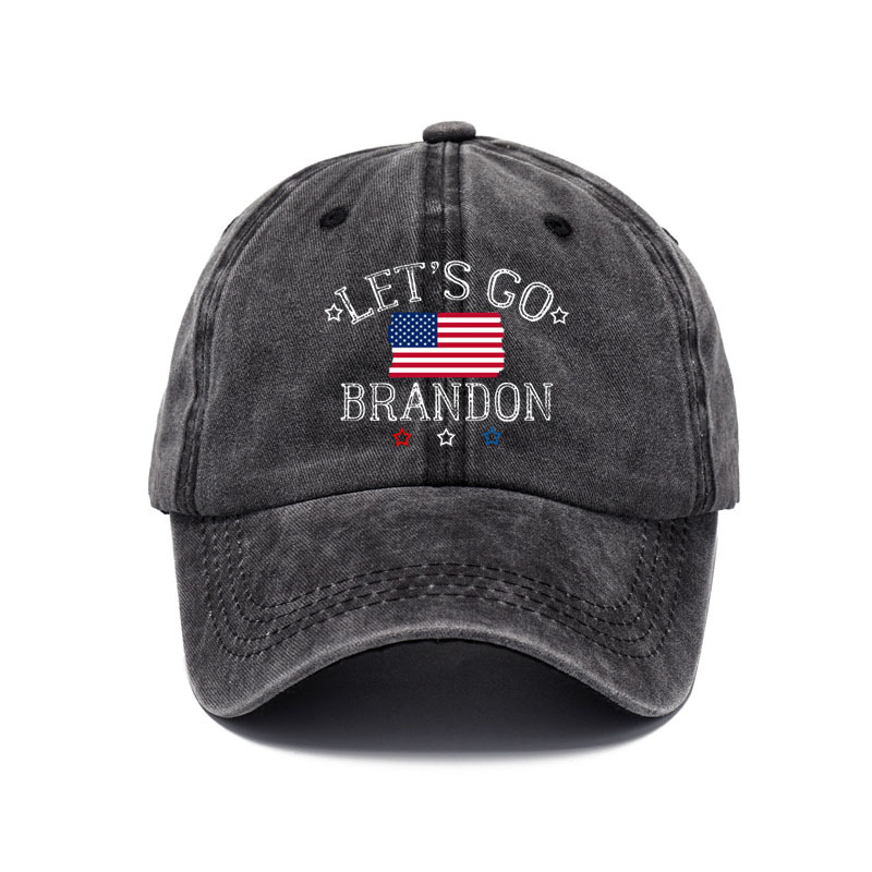 Let's Go Brandon Washed Chic Printed Baseball Cap Washed Cotton Hat