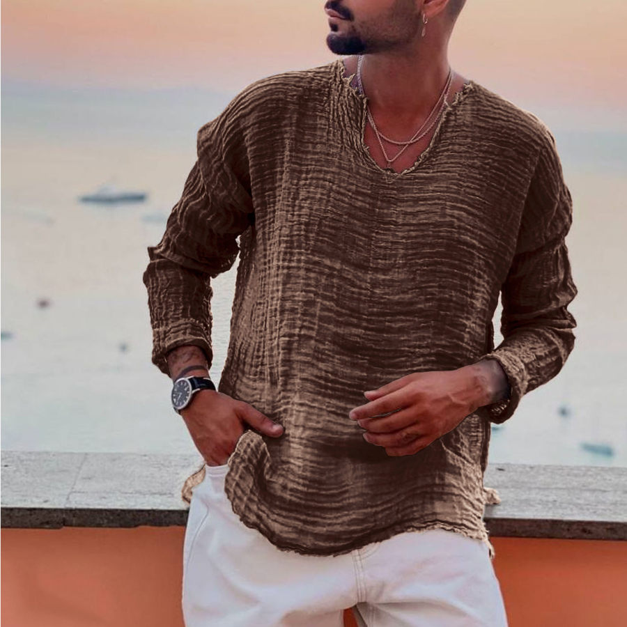 

Men's Linen Simple Long-sleeved Shirt
