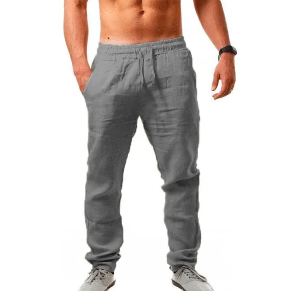Men's Linen Pants Men's Hip-hop Breathable Cotton And Linen Trousers Trend Solid Color Casual Pants - Blaroken.com 