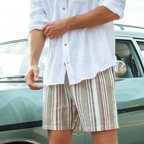 Summer Retro Surf Stripe Shorts - Chrisitina.com 
