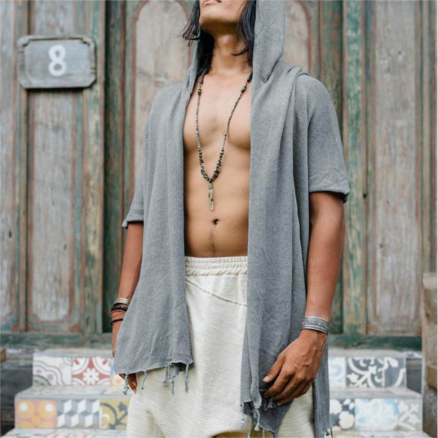 

Men's Vintage Hooded Short Sleeve Cardigan