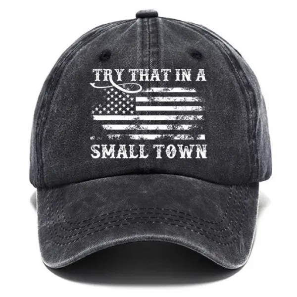 Washed Cotton Sun Hat Vintage Try That In A Small Town Country Music American Flag Outdoor Casual Cap - Mobivivi.com 