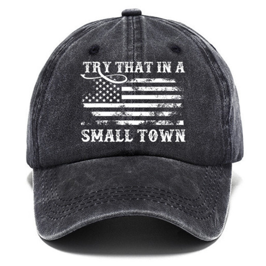 

Washed Cotton Sun Hat Vintage Try That In A Small Town Country Music American Flag Outdoor Casual Cap