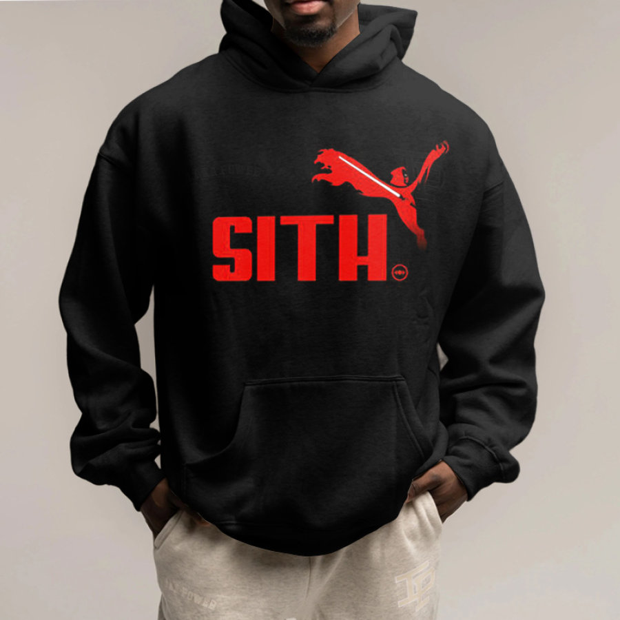 

Men's Oversized Hoodie Fun Print Graphic Comfort Pocket Street Hooded Sweatshirt Black