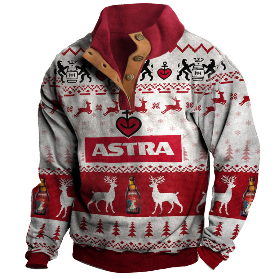 

Herren-Sweatshirt Mit Vintage-ASTRA-Weihnachtsdruck Und Stehkragen