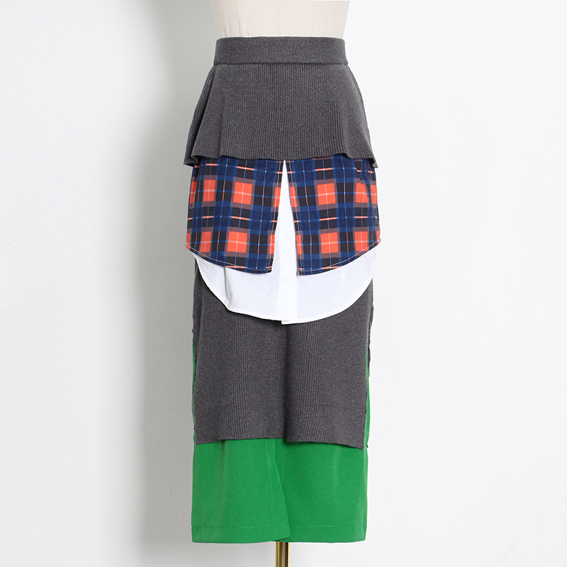 Fashion Multi layer Ruffled Contrast Stitching Skirt