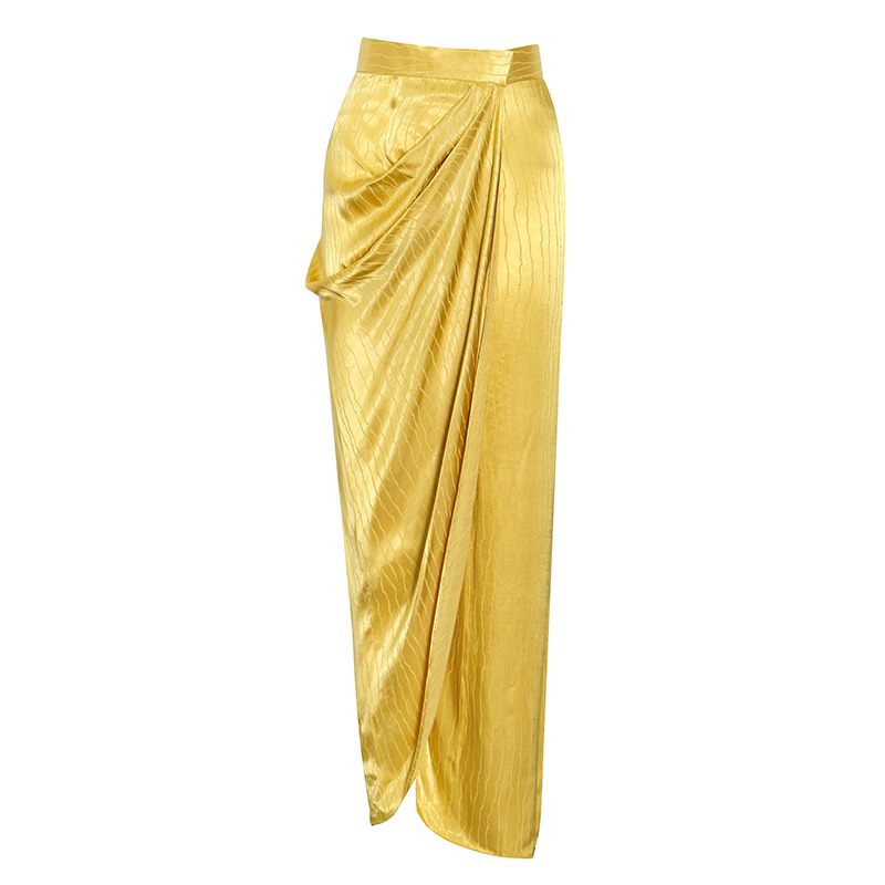 Fashion High Waist Ruffled Solid Color Split Asymmetrical Skirt