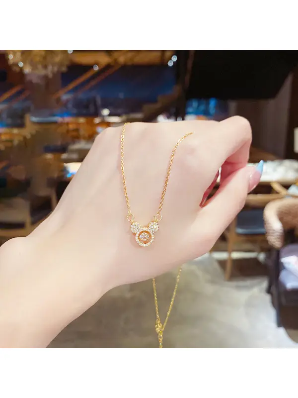 Fashion Japan And South Korea Mickey Head Necklace Female Light Luxury Temperament Smart Cartoon Pendant Mouse Clavicle Chain Jewelry Wholesale - Godeskplus.com 