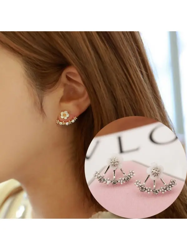 Daisy Earrings Earrings Female Korean Version Simple Crystal Small Zou Chrysanthemum Flower Rear Hanging Ear Jewelry Sweet Earrings - Fashionmia.chimpone.com 