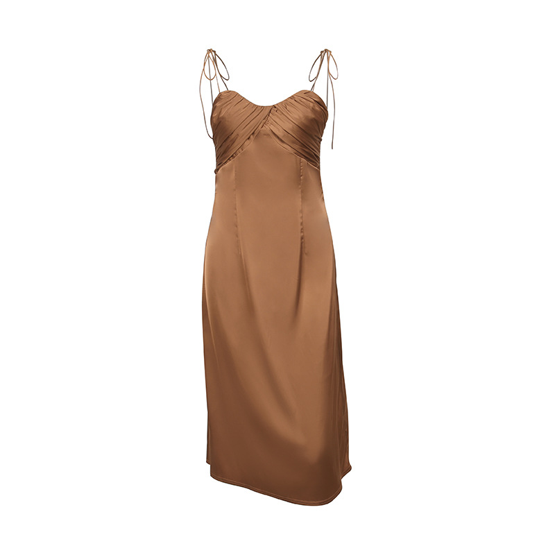Sexy Resort Lace up Satin Dress