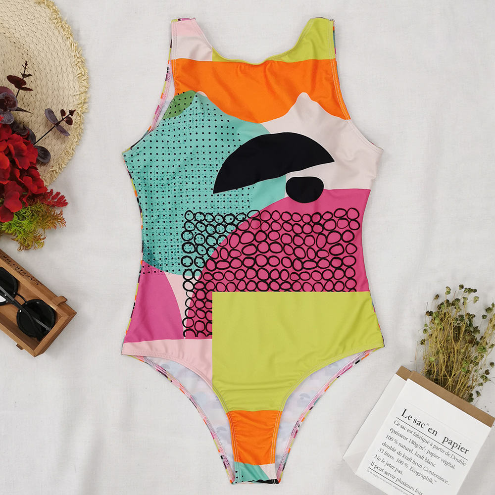 Women's Abstract Print One pieces Swimsuit