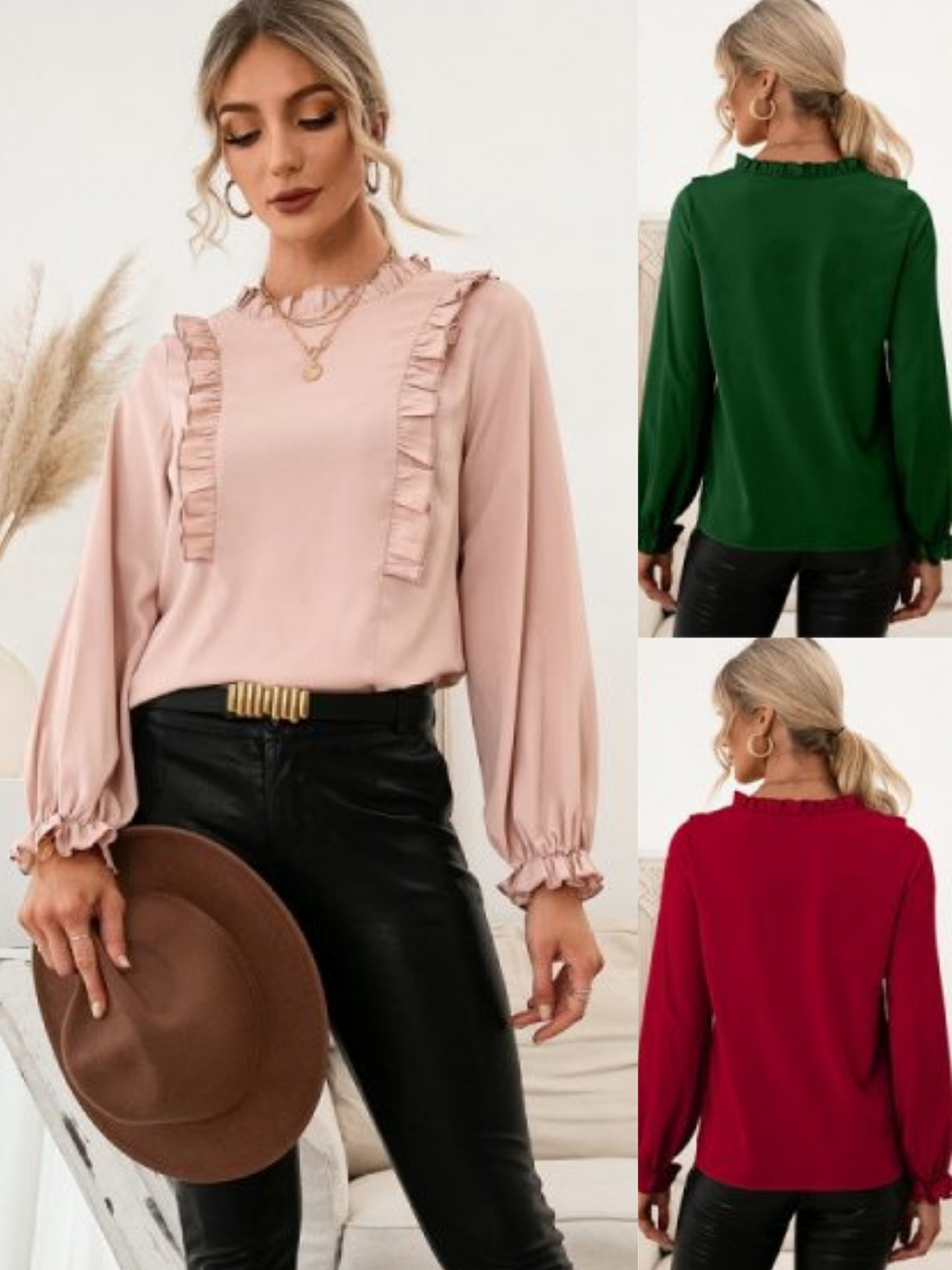 Casual Panel Crew Neck Long Sleeve Shirt