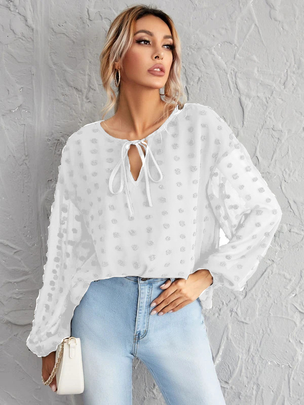 Casual Round Neck Solid Color Long Sleeve Blouse