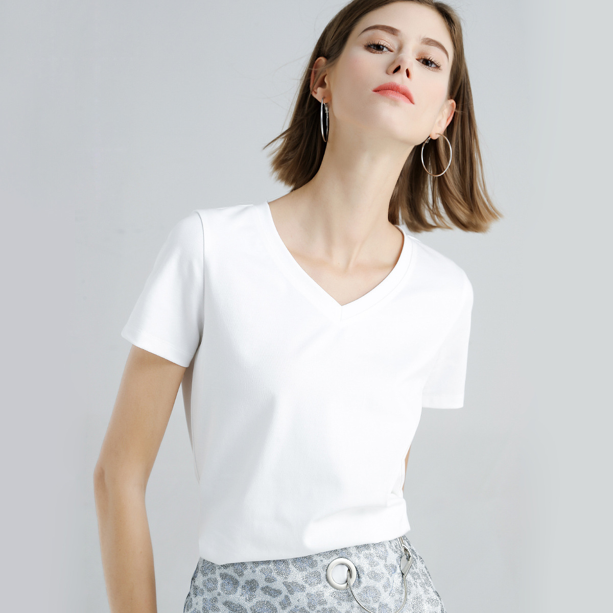 Women's Slim Solid Color Simple T shirt