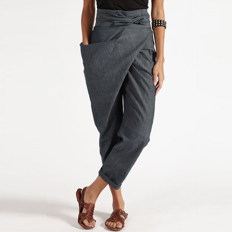 Women's Asymmetry Lace Up Pants