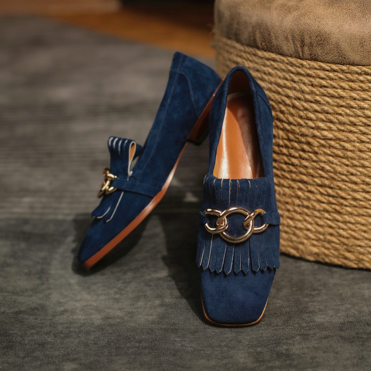 Ladies Retro Square Toe Tassel Loafers