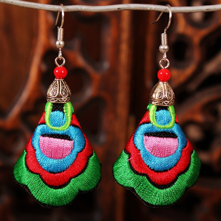 Fashion Vintage Ethnic Style Embroidered Tassel Earrings