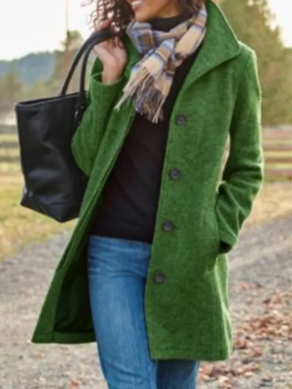 Ladies Casual Retro Woolen Coat - Machoup.com 