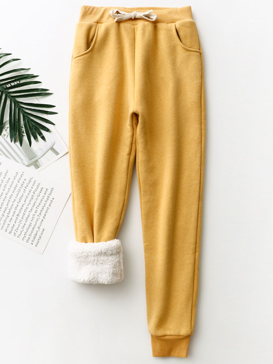 Casual Loose And Velvet Elastic Waist Pants