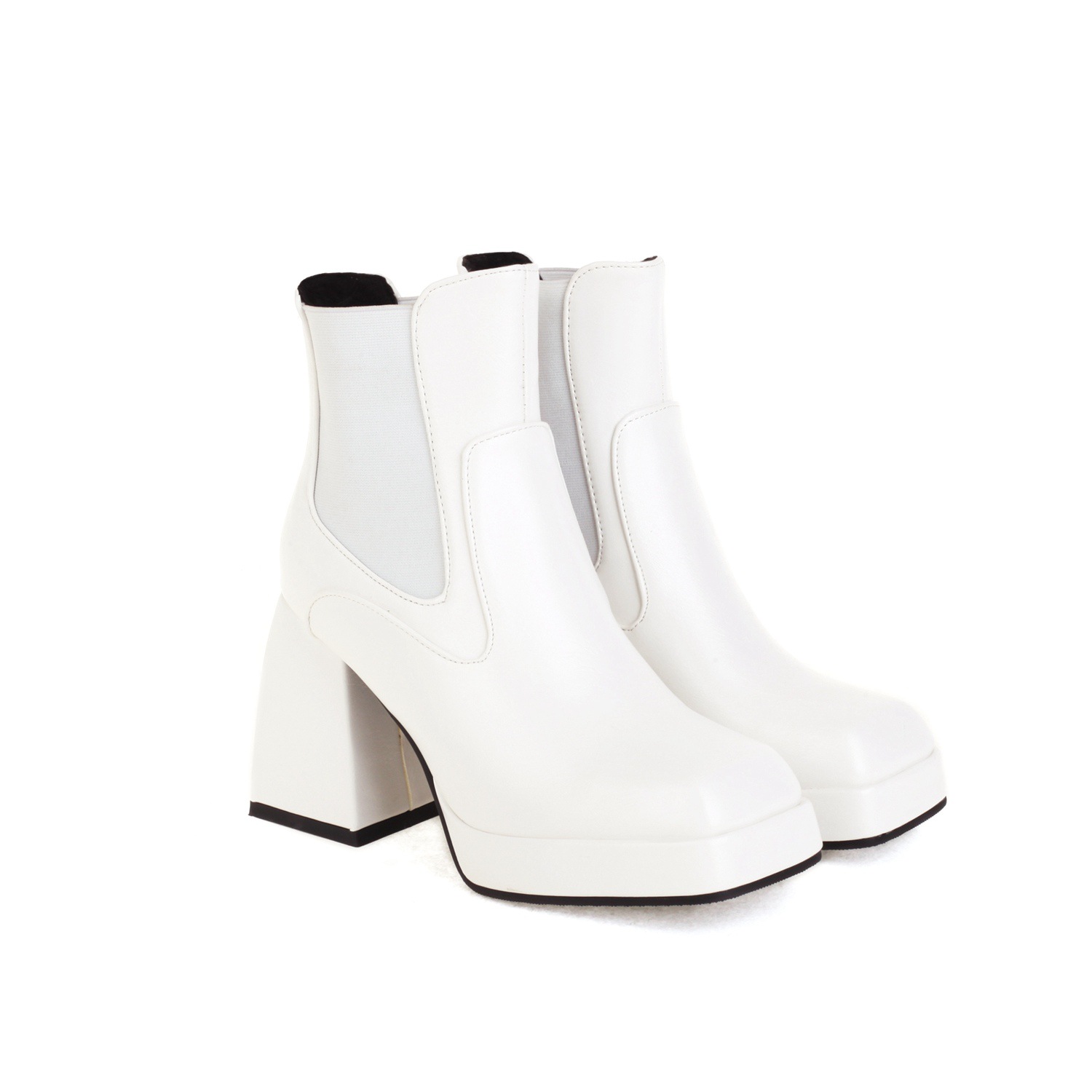 Women's Fashionable Square Toe Elastic Short Boots