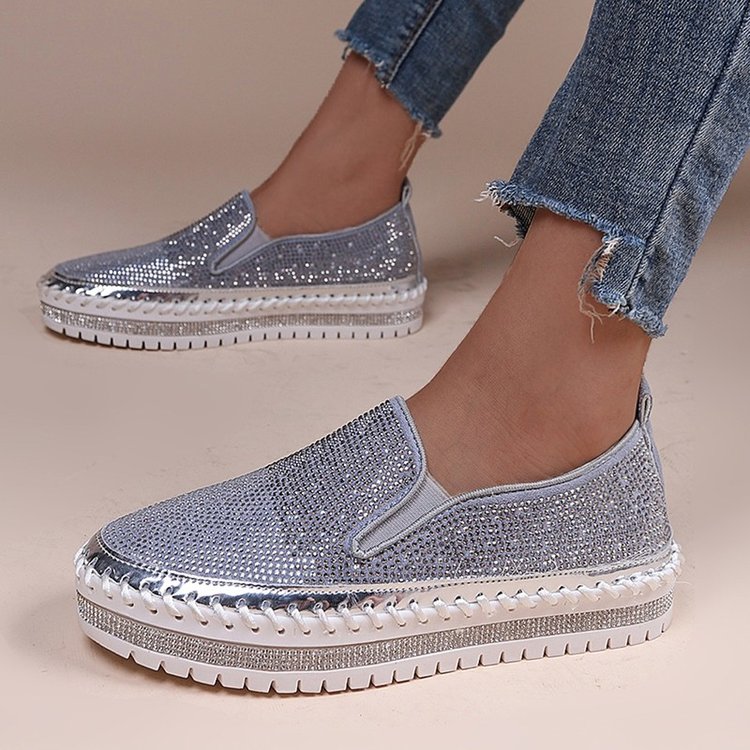 Ladies Round Head Fructose Color Hot Brick Slip ons Shoes