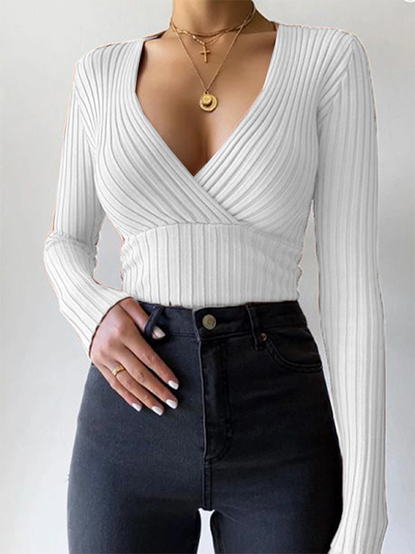 New Sexy V Neck Long Sleeve T sleeve