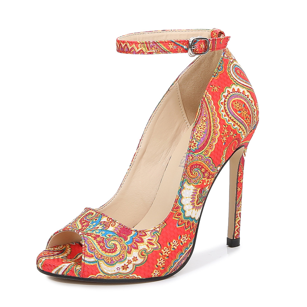 Peep Toe Stiletto High Heels Ankle Strap Dress Pumps