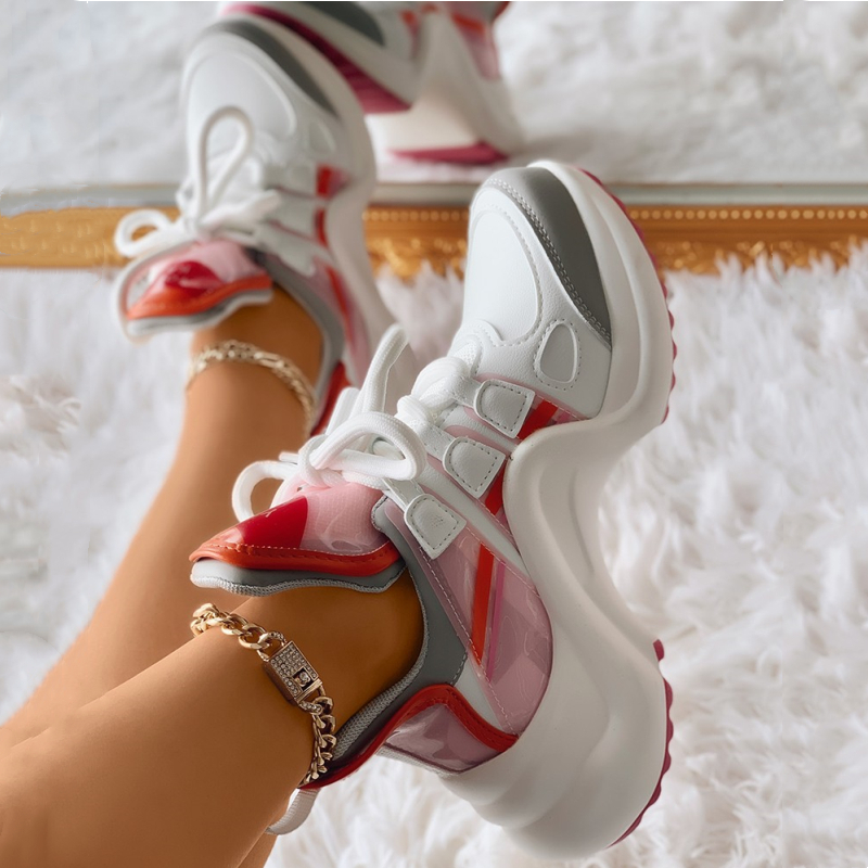 Lace up Front Colorblock Wedge Sneaker