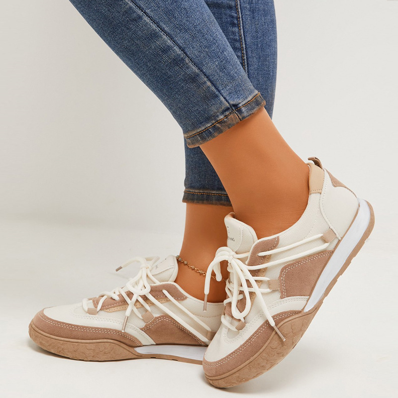 Ladies Stylish Round Toe Suede Lace Up Sneakers