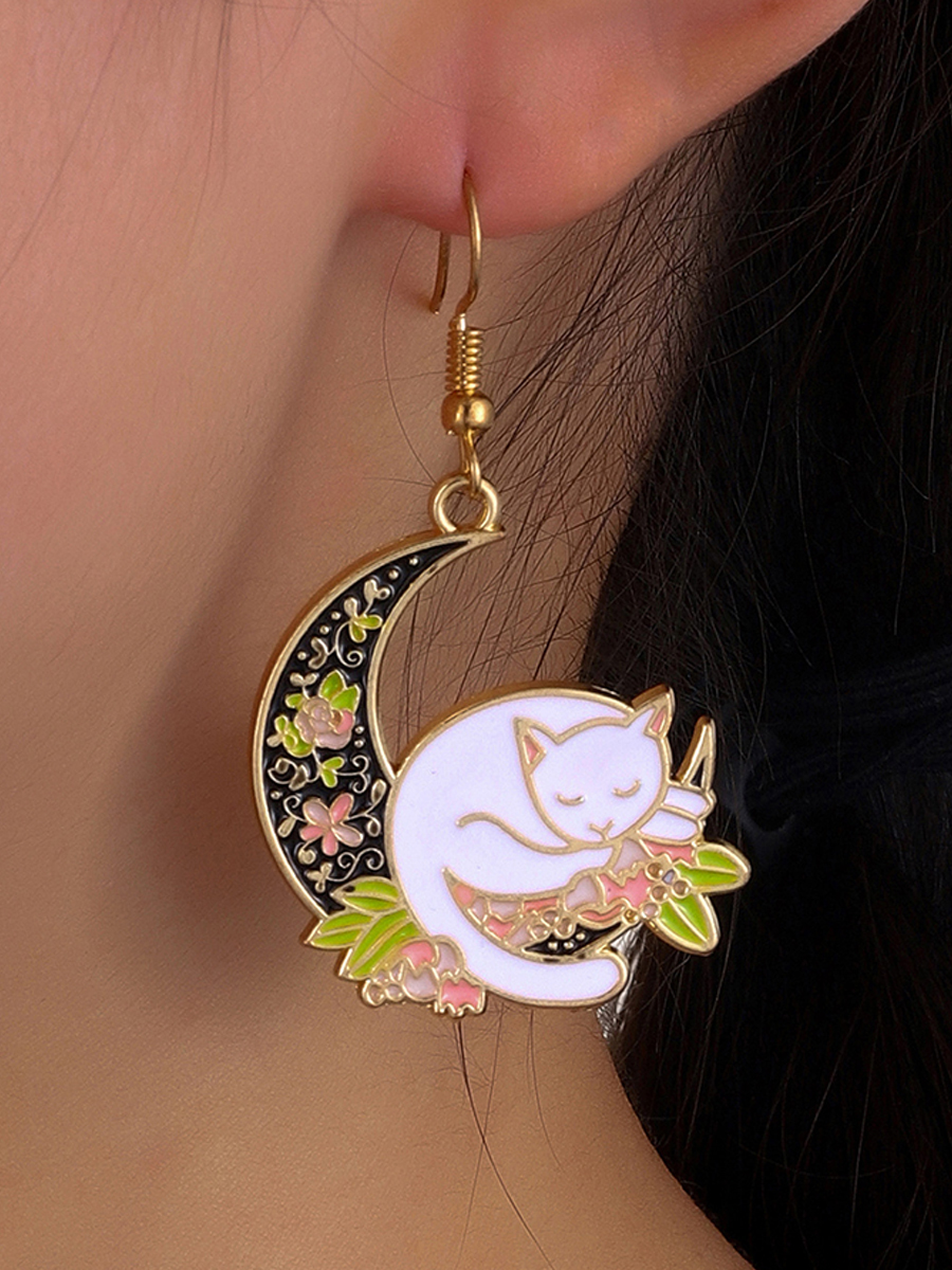 Fashion Cute Moon Cat Earrings