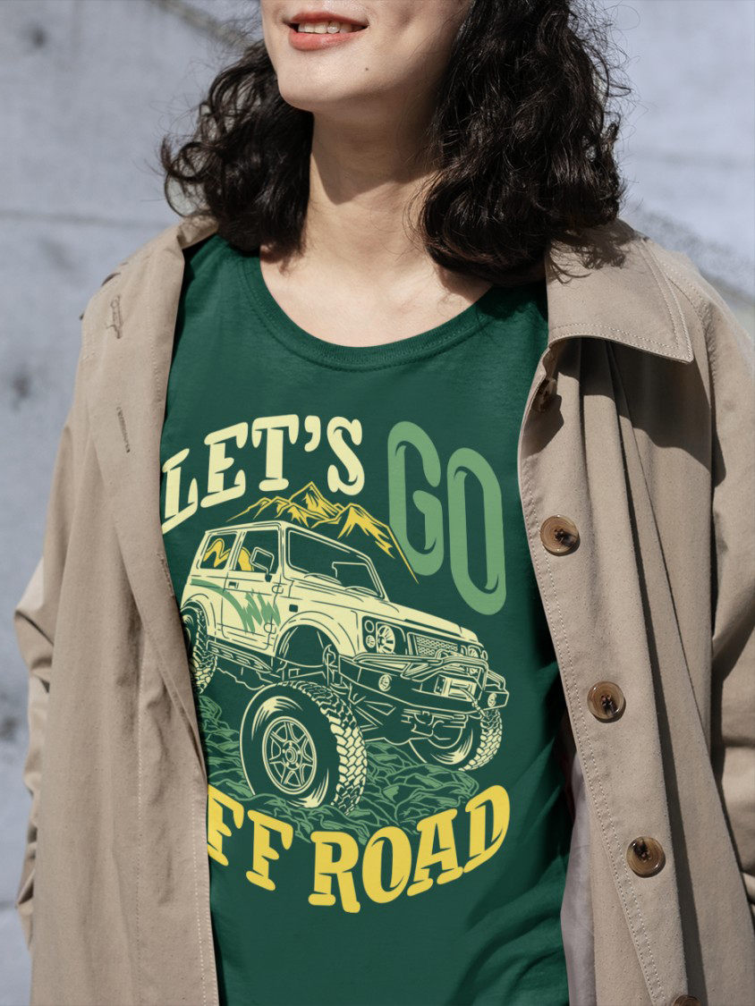 Let's Go Off Road Saying Quotes Adventure Explore Premium Fit Ladies T shirt