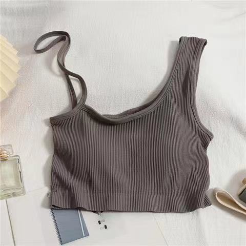 Stretchy Padded Ribbed Cropped Top