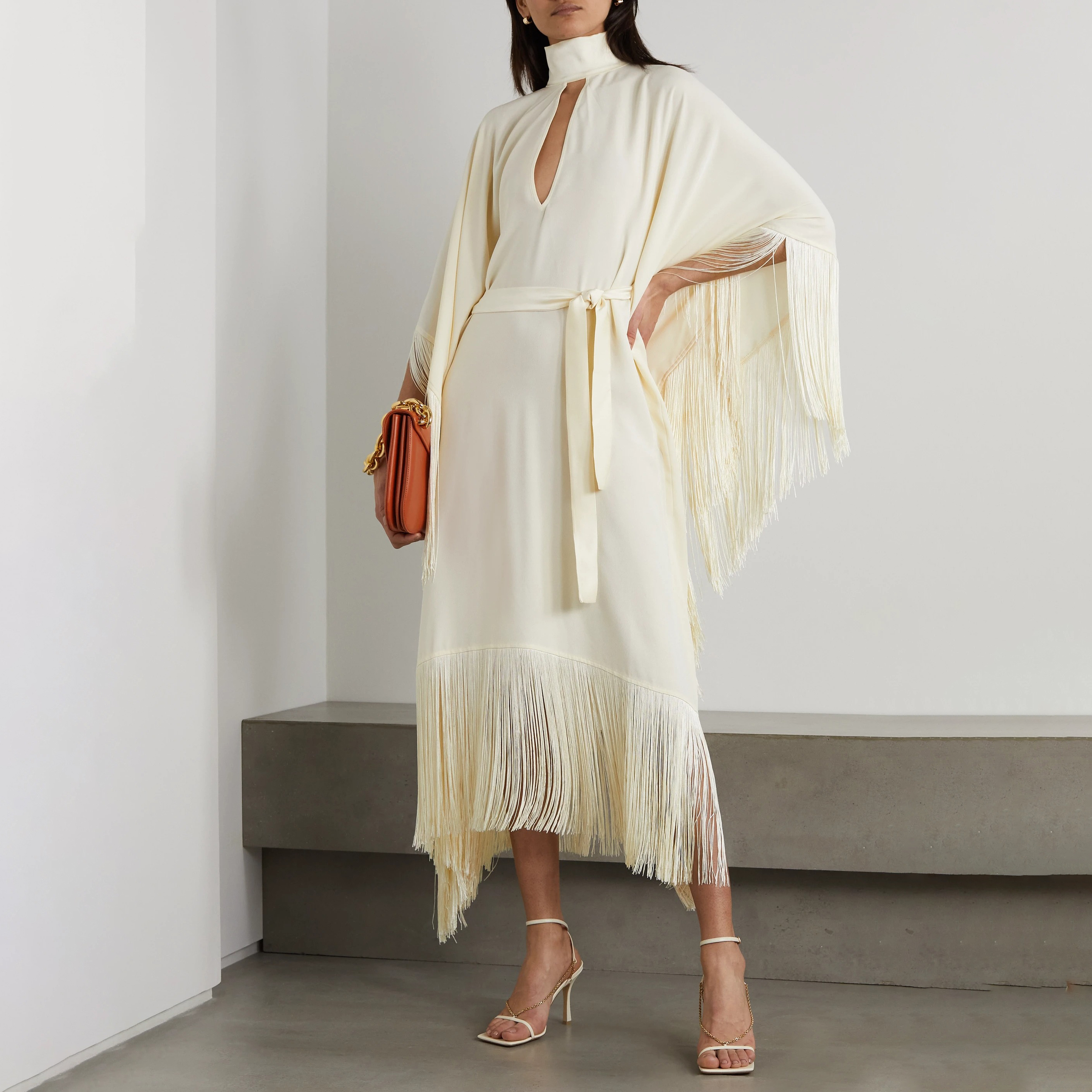 Women's Elegant Satin Fringe Robe Dress