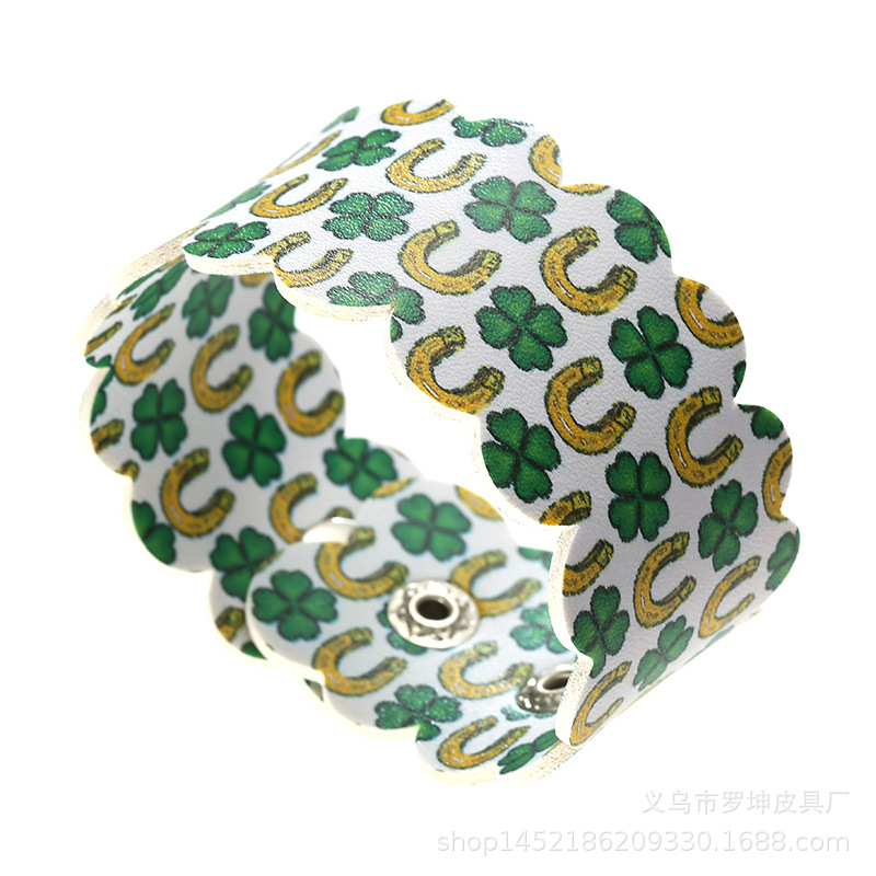 Irish Festival Leather Bracelet St. Patrick's Day Bracelet