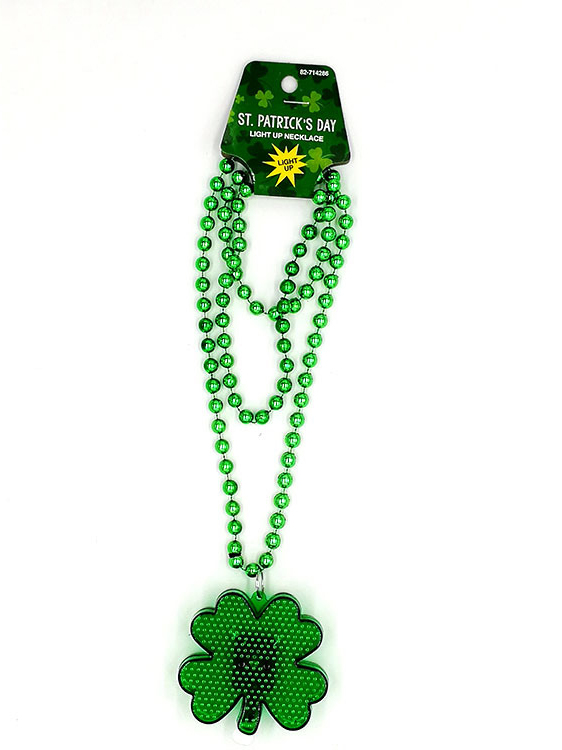 St. Patrick's Day Shamrock Ball Beads Irish Festival Pendant Luminous Necklace
