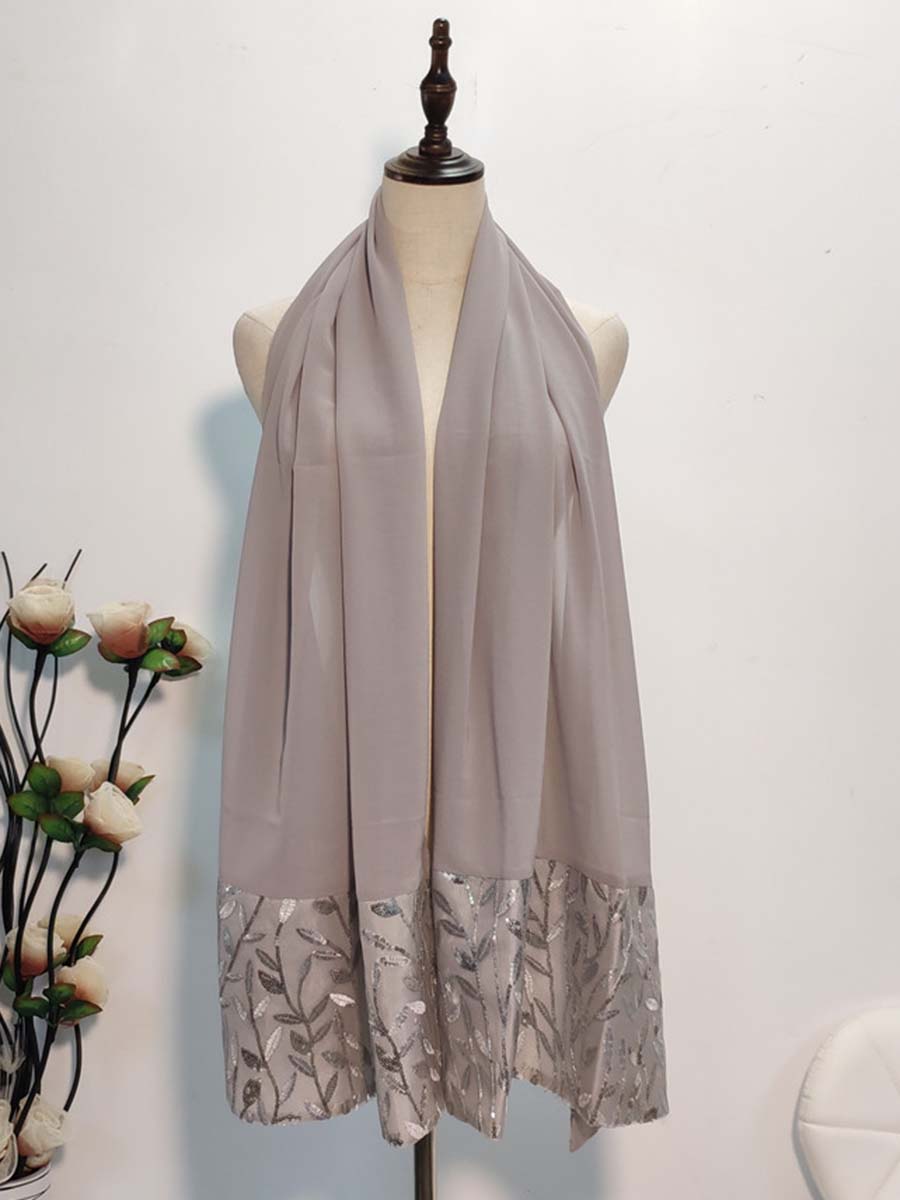 Chiffon Splicing Solid Color Headscarf