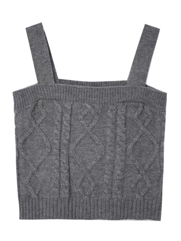 French Retro Cropped Twist Knit Small Sling Sweater
