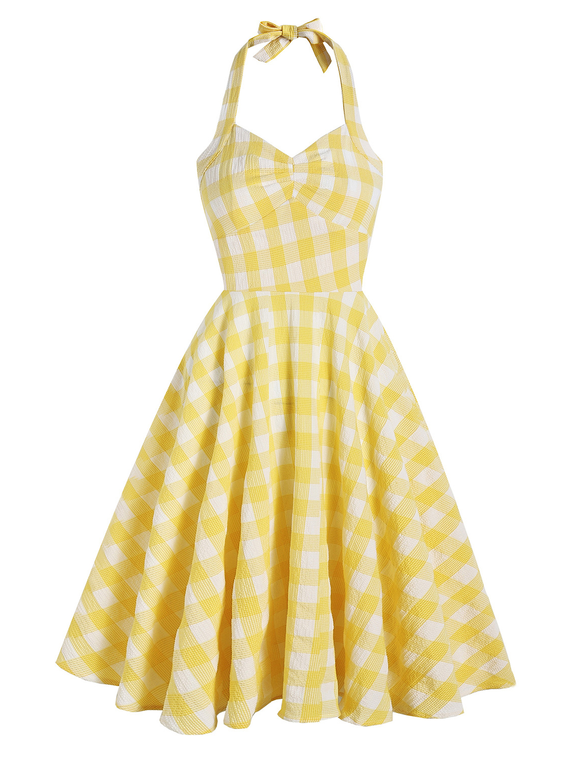 Hepburn style Retro British V neck High waisted Waist length Dress