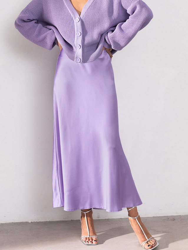 Silky Drape Fishtail Ice Silk High Waist Skirt