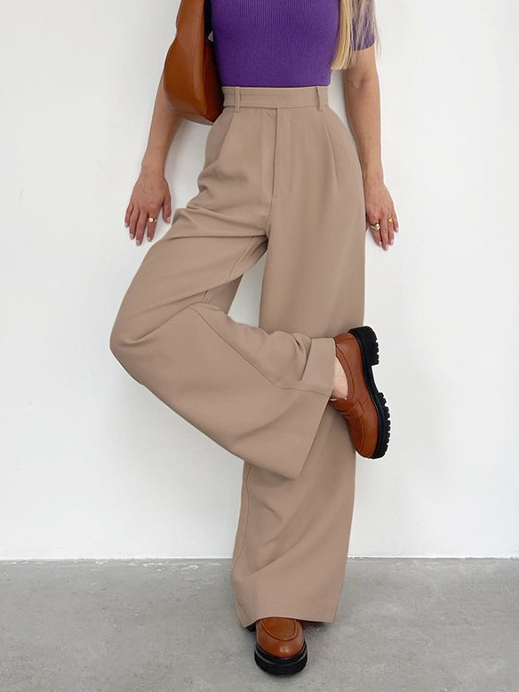 High Waist European And American Commuter All match Casual Long Drape Wide leg Pants