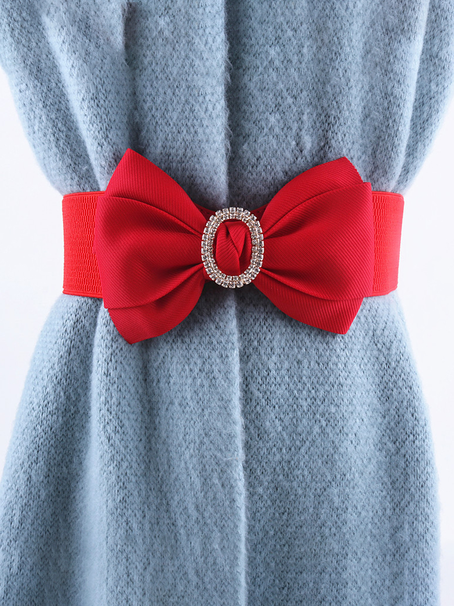 Vintageo Bow Rhinestone Elastic Belt