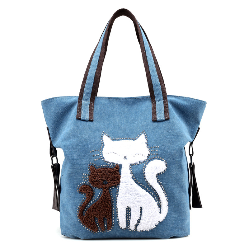 Simple 3D Cat Tote Canvas Bag