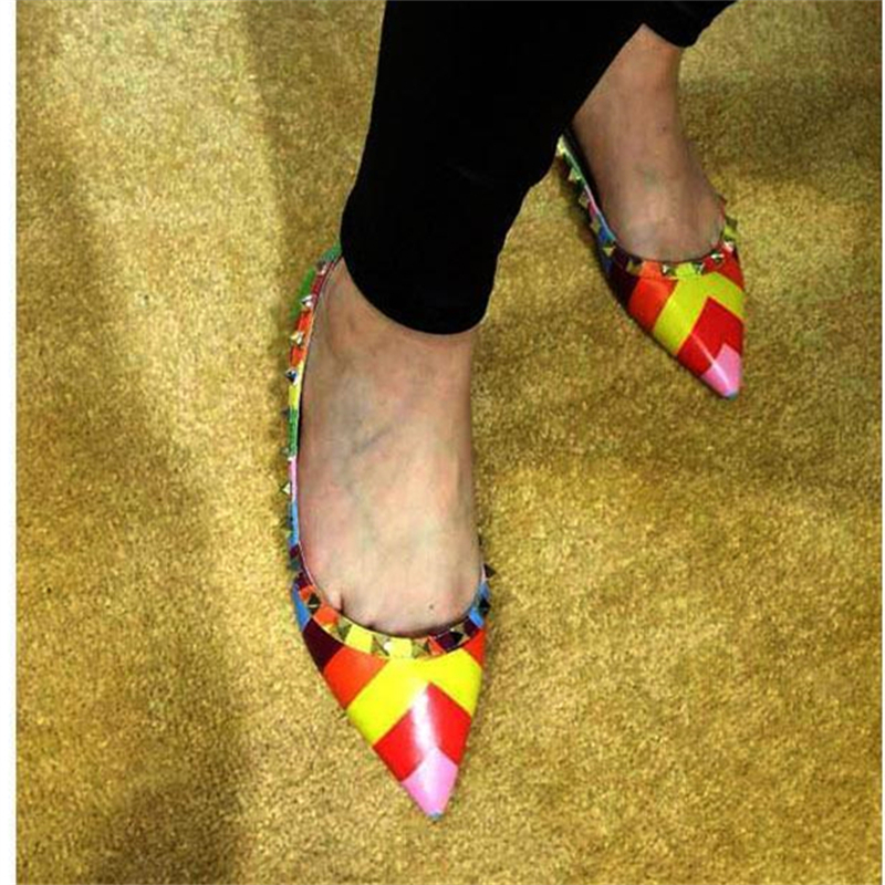 Pointed toe Rainbow Stud Flats