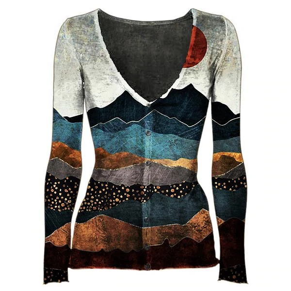 Sunset Womens V Neck Comfortable T shirt