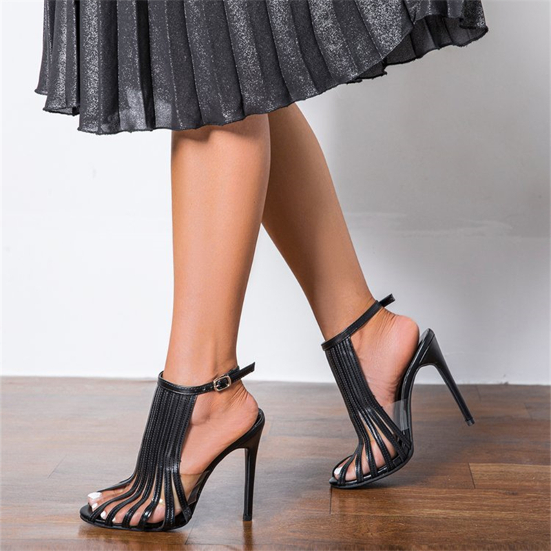 Roman Style Round Toe Strap Wrap Heels