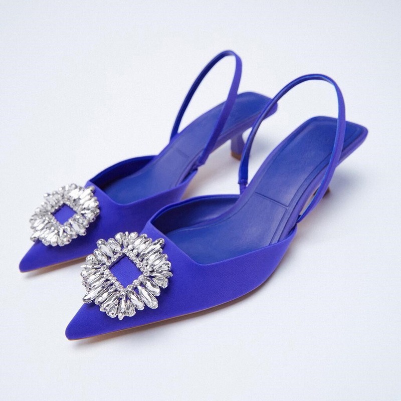 Green Rhinestone Muller Pointed Flat Sole