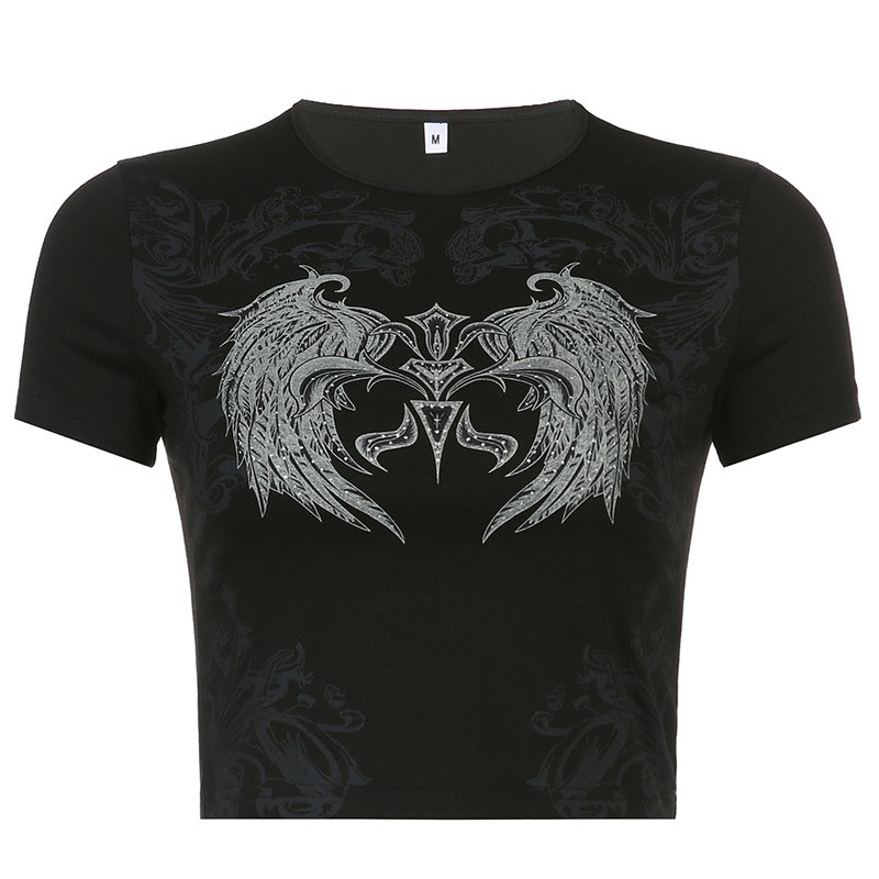 Abstract Print Contrast Skinny T shirt