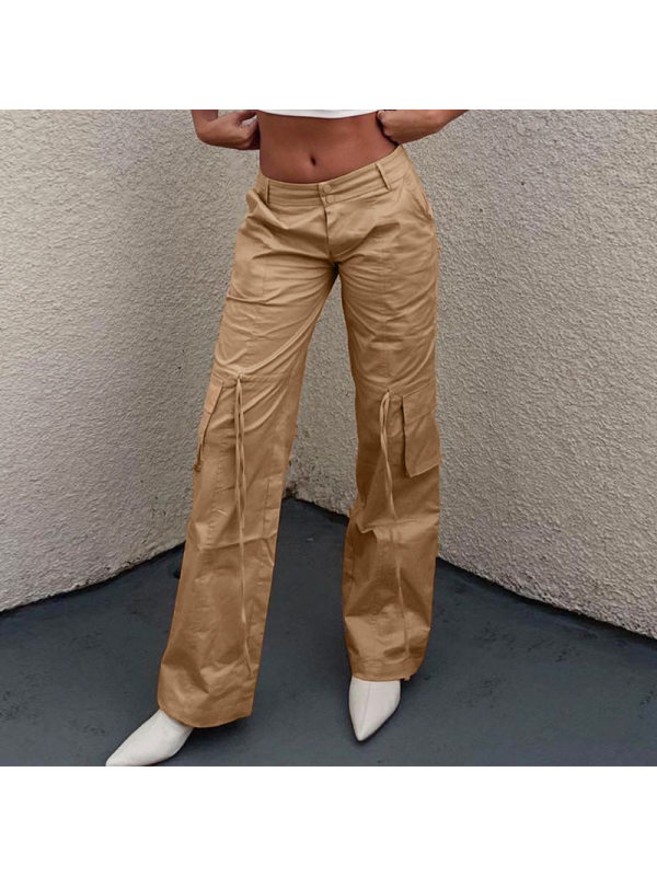 Two-button Drawstring Straight-leg Casual Denim Trousers - Holawiki.com 