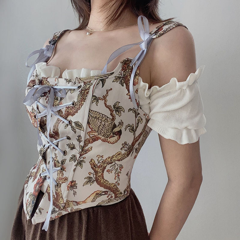 Women's Retro Court Print Tunic Sexy Top