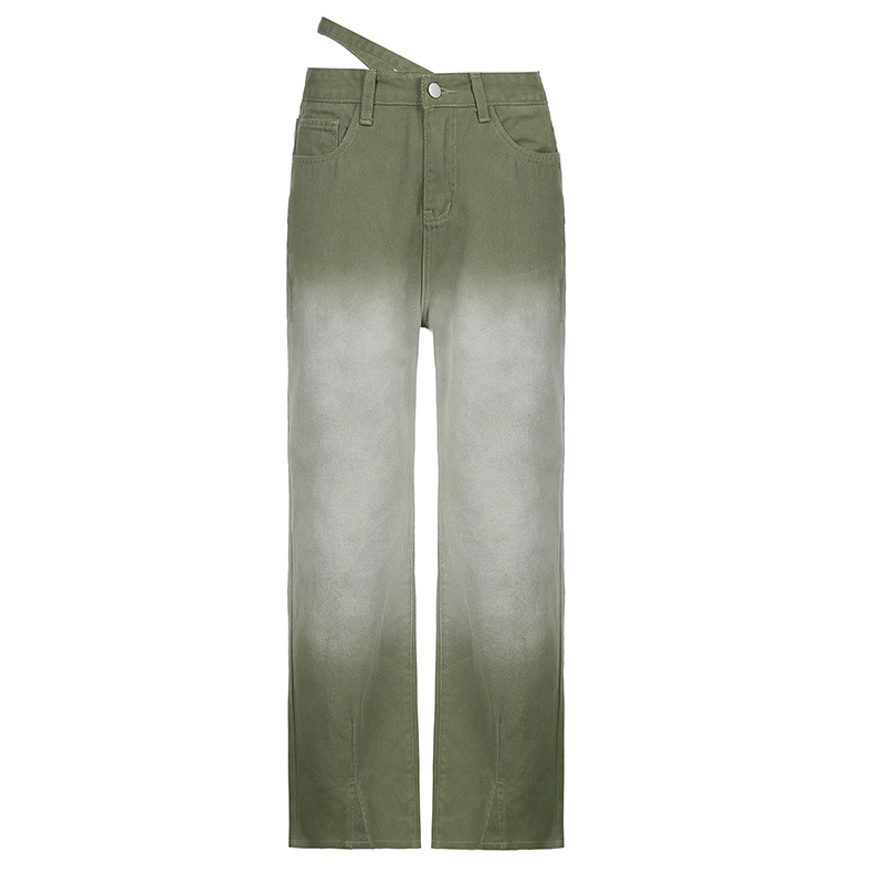 High Rise Avocado Tie Dye Green Jeans
